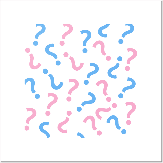 Question mark pink and blue Wall Art by GULSENGUNEL